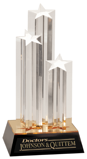 GOLD TRIPLE STAR COLUMN ACRYLIC