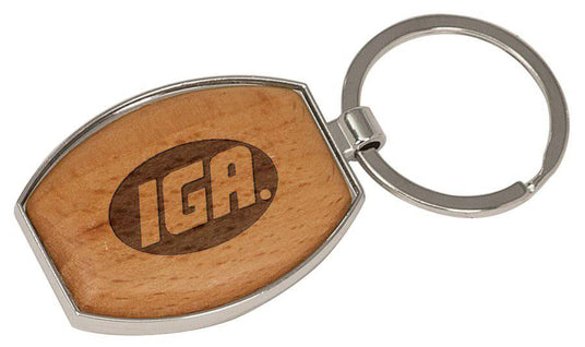 Silver/Wood Oval Keychain