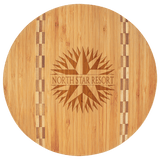 11 3/4" Round Bamboo Cutting Board with Butcher Block Inlay