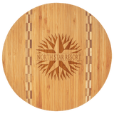 11 3/4" Round Bamboo Cutting Board With Butcher Block Inlay