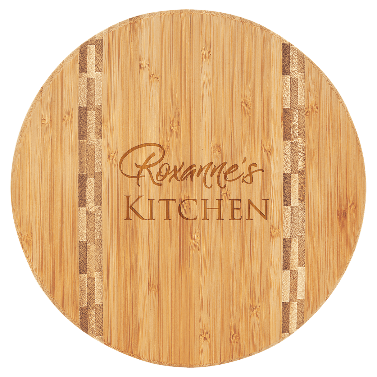 11 3/4" Round Bamboo Cutting Board with Butcher Block Inlay