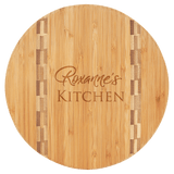 11 3/4" Round Bamboo Cutting Board with Butcher Block Inlay