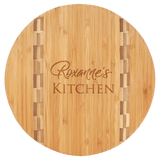 11 3/4" Round Bamboo Cutting Board With Butcher Block Inlay