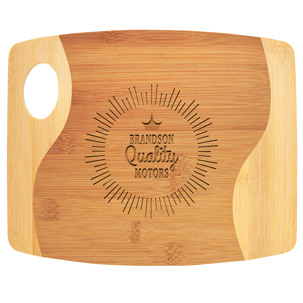 Bamboo Two-Tone Cutting Board with Handle