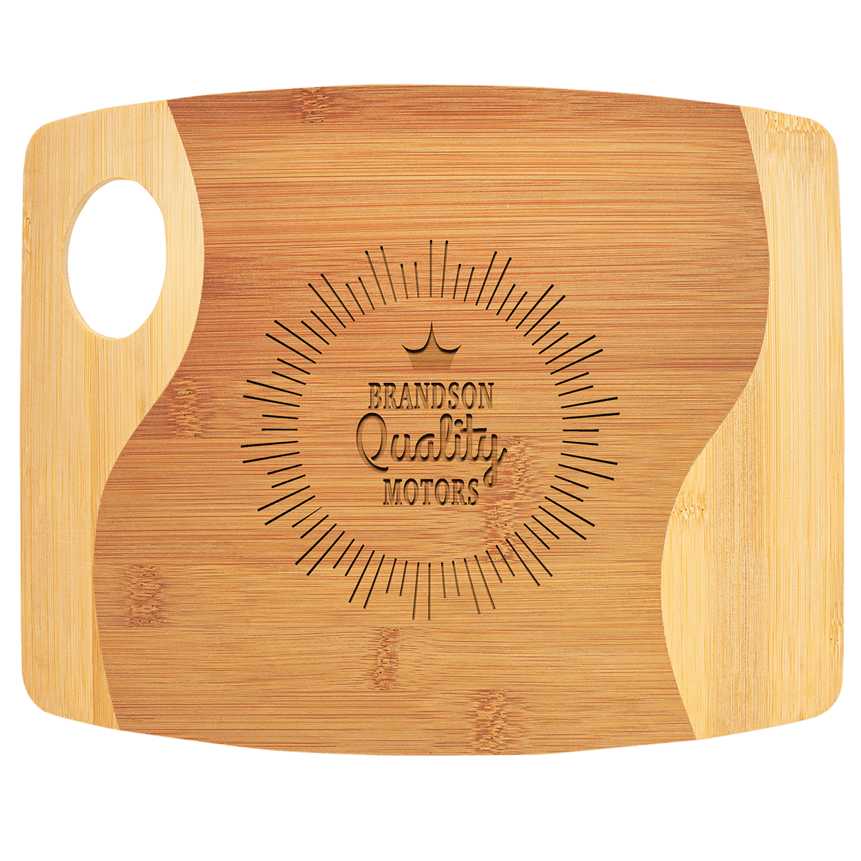 Bamboo Two-Tone Cutting Board With Handle