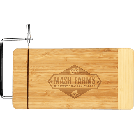 12" X 6" Bamboo Rectangle Cutting Board With Metal Cheese Cutter