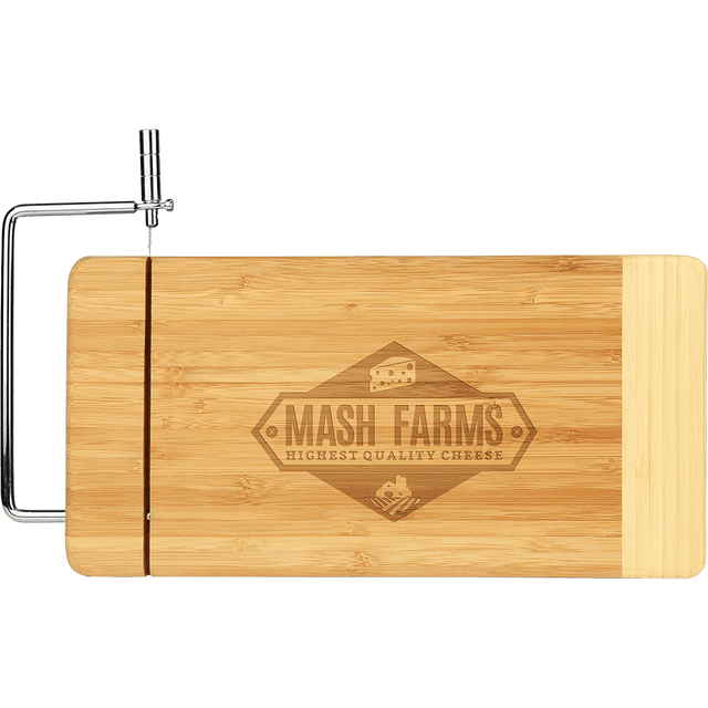 12" X 6" Bamboo Rectangle Cutting Board With Metal Cheese Cutter