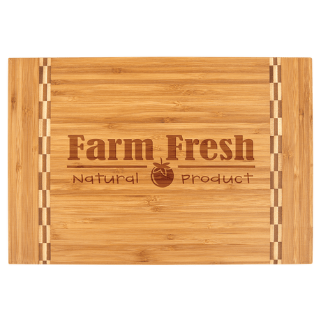 Bamboo Cutting Board with Butcher Block Inlay