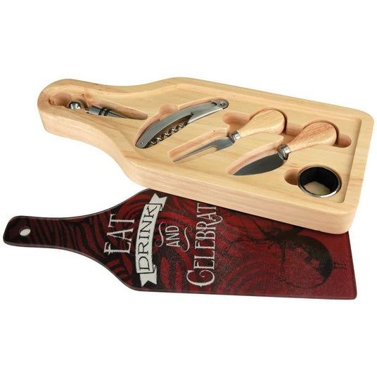 13 1/2" x 5 1/2" Wine and Cheese 6-Piece Set