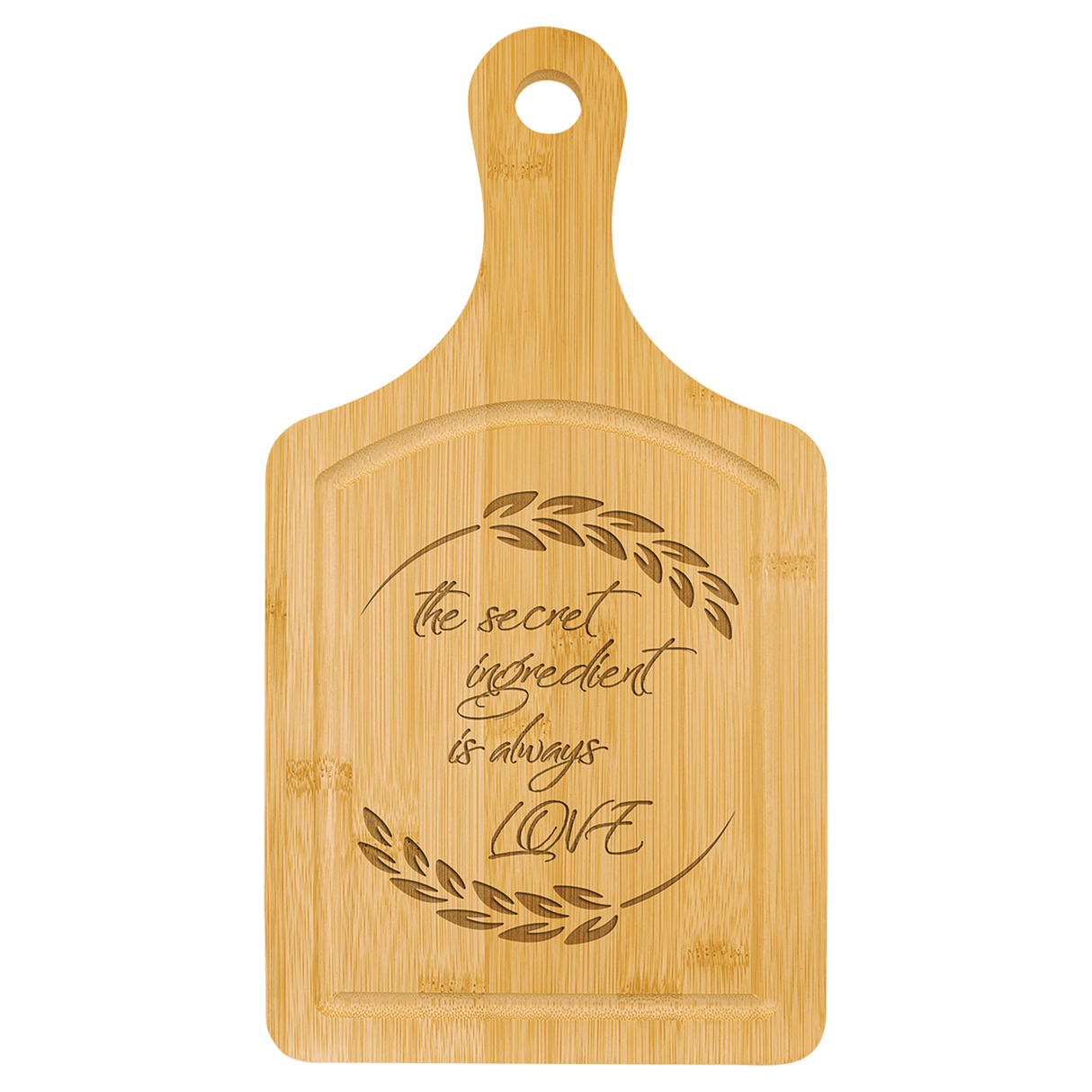 Paddle Shaped Cutting Board with Drip Ring