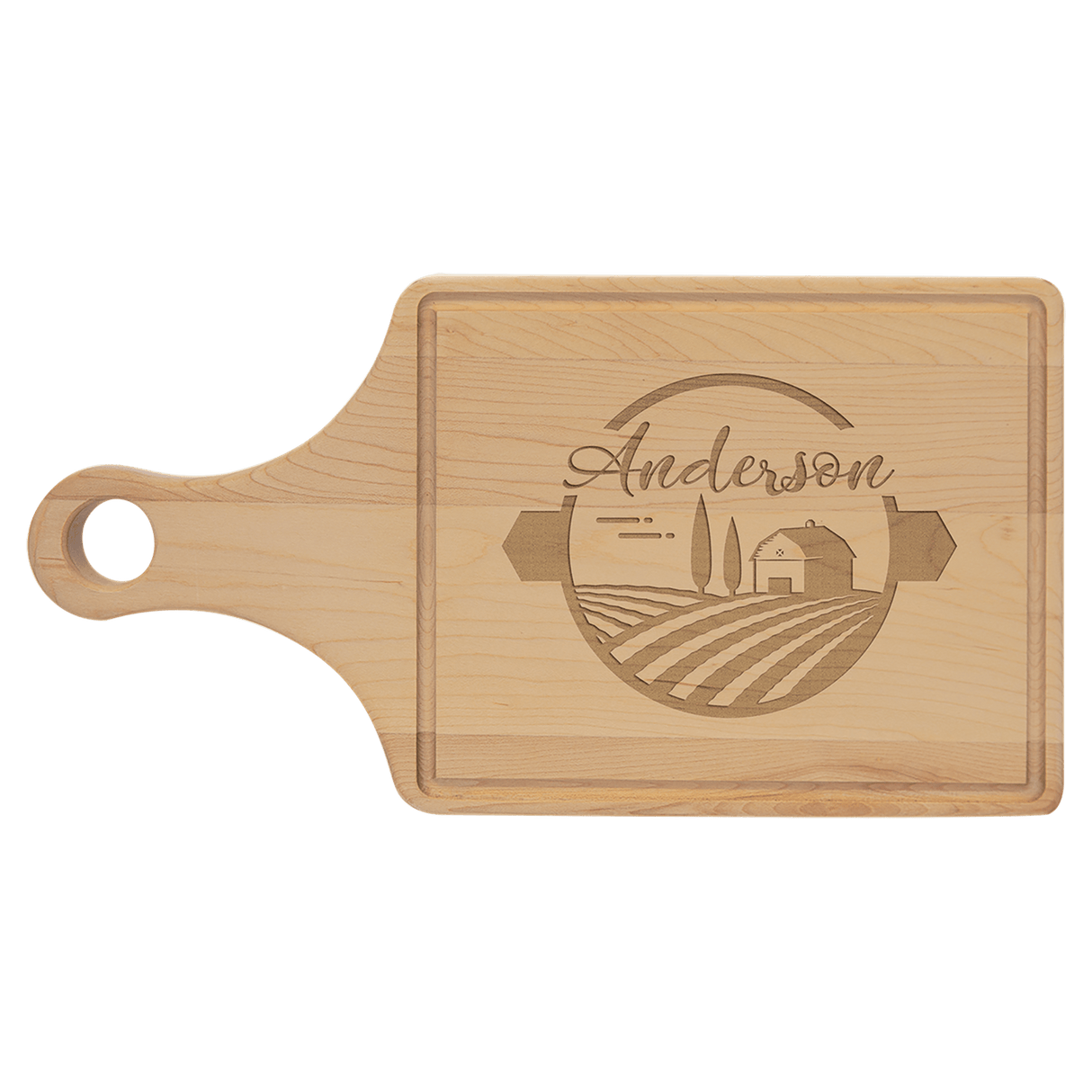 Maple Cutting Board Paddle Shape with Drip Ring