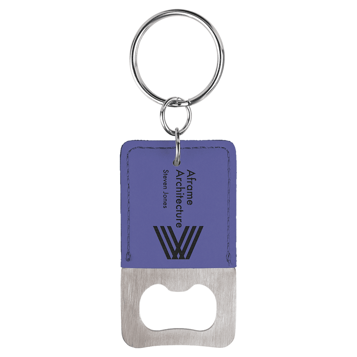 Rectangle Rawhide Bottle Opener Keychain