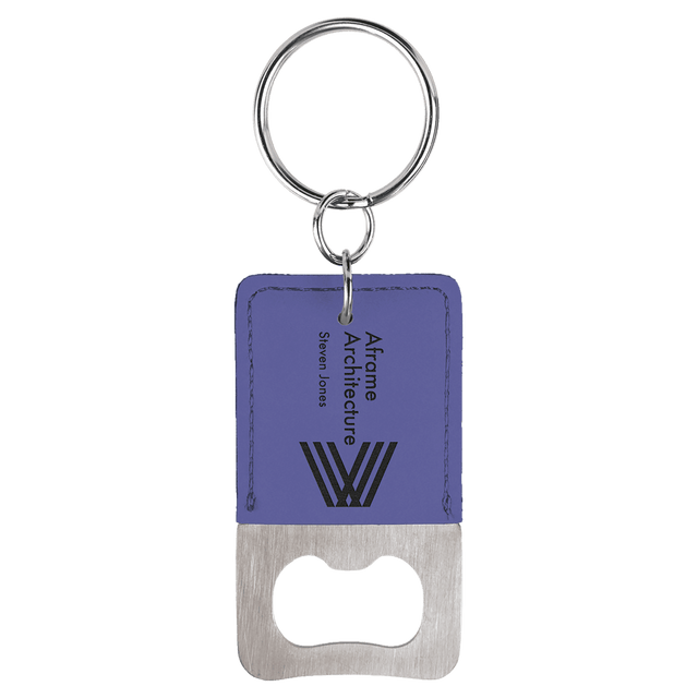 Rectangle Rawhide Bottle Opener Keychain-AKD Ink