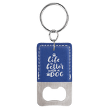 Rectangle Rawhide Bottle Opener Keychain