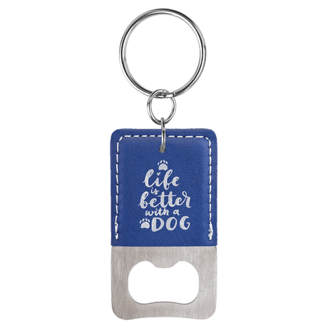 Rectangle Rawhide Bottle Opener Keychain