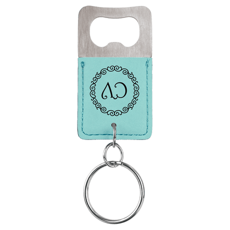 Rectangle Rawhide Bottle Opener Keychain