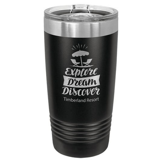 20 oz. Polar Camel Black Ringneck Insulated Tumbler with Slider Lid and Silver Ring