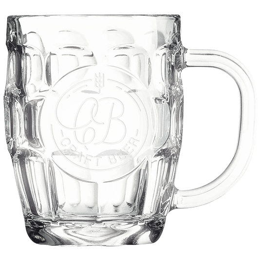 Polar Camel Glass Beer Mug with Handle and Round Engraving Area