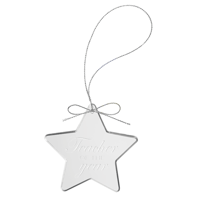 3 1/4" Clear Star Glass Ornament with Silver String-AKD Ink
