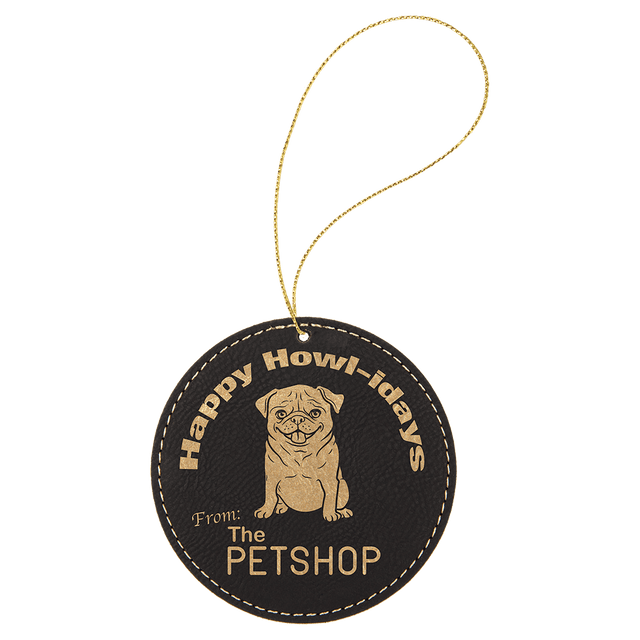 Black/Gold Round Ornament with Gold String-AKD Ink