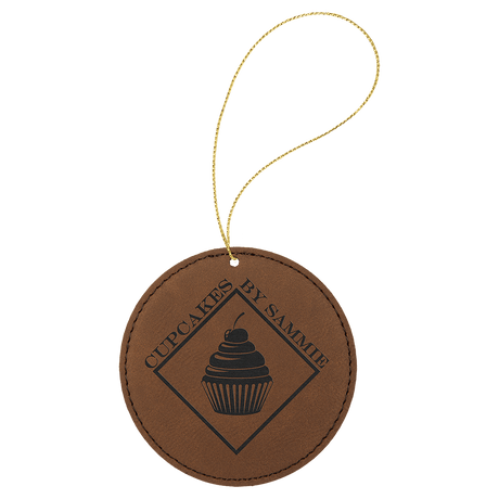 Black/Gold Round Ornament with Gold String-AKD Ink