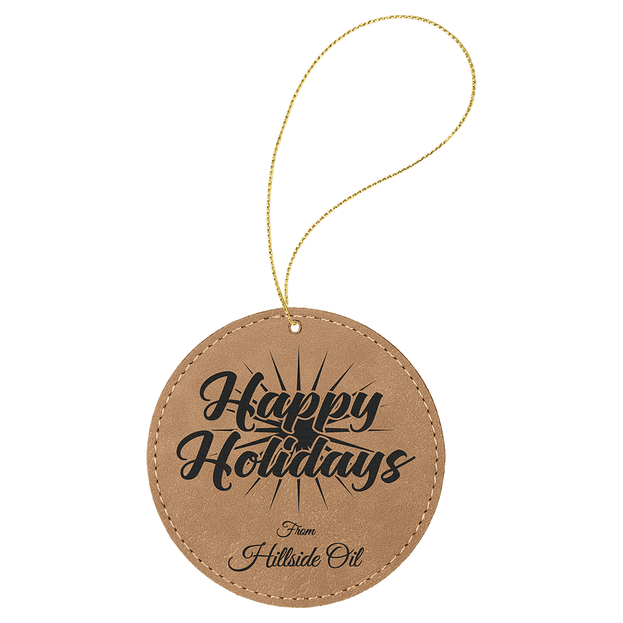 Black/Gold Round Ornament with Gold String-AKD Ink