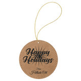 Black/Gold Round Ornament with Gold String-AKD Ink