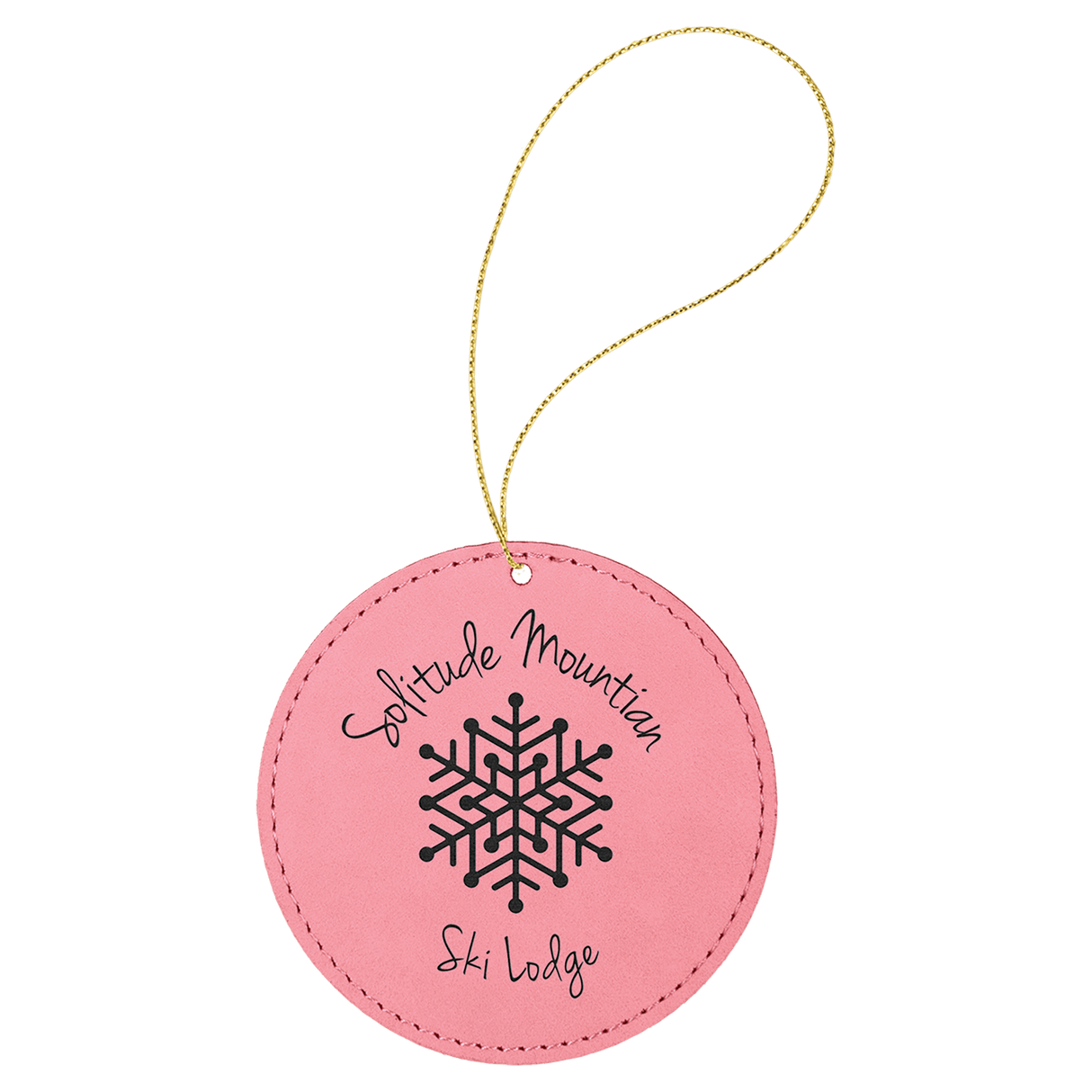 Black/Gold Round Ornament with Gold String-AKD Ink