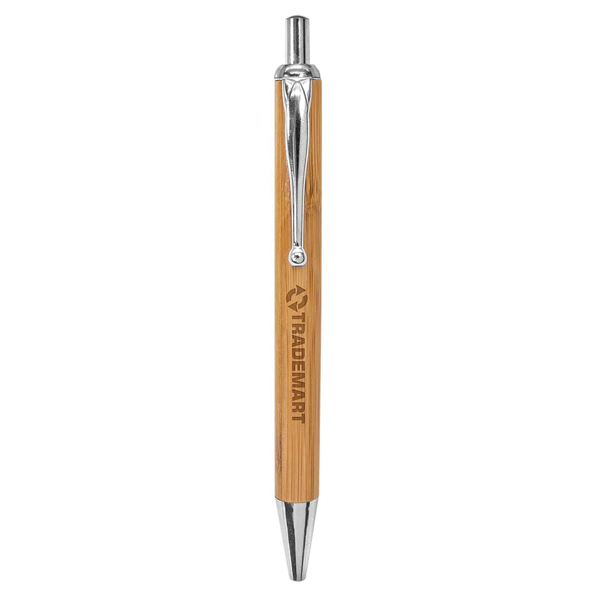 Bamboo Ballpoint Pen with Silver Trim