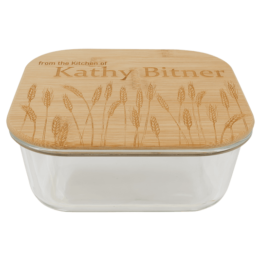 Square Glass Container with Bamboo Lid