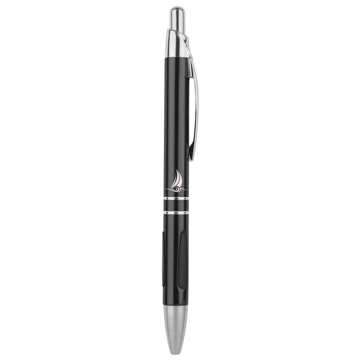 Silver Trim Ballpoint Pen with Rubber Gripper