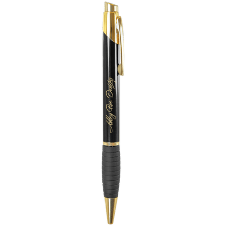 Silver Trim Ballpoint Pen with Rubber Gripper