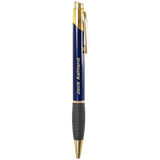 Silver Trim Ballpoint Pen with Rubber Gripper