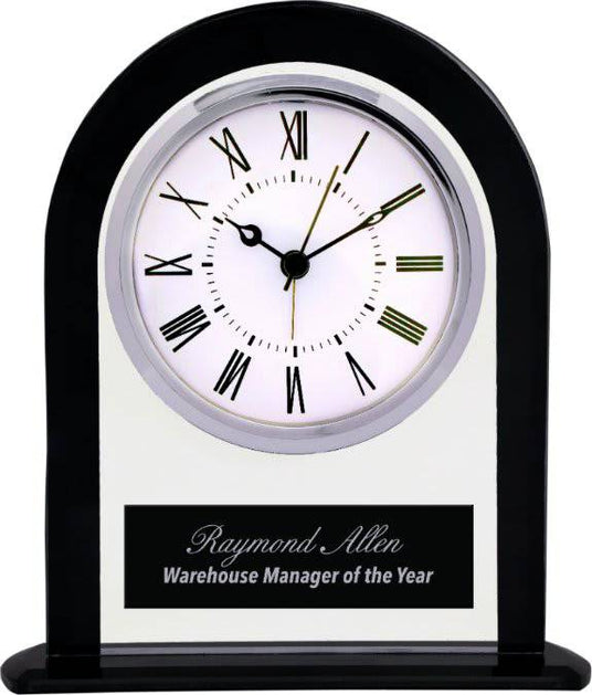 Arch Glass Clock with Black Border