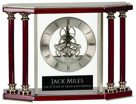 Executive 4-Pillar Rosewood Piano Finish Clock