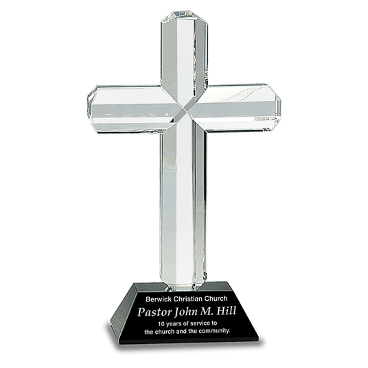 Crystal Cross on Pedestal Base