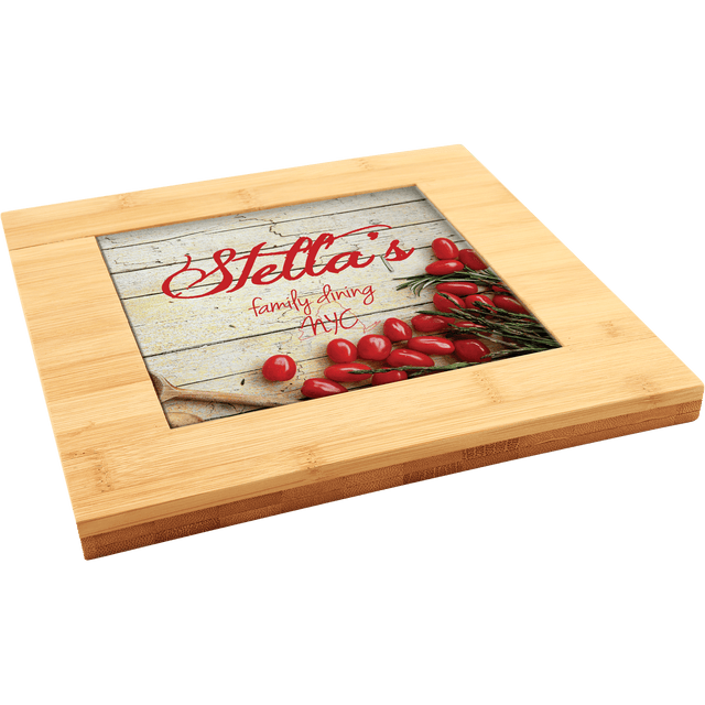 Bamboo Trivet With  6" X 6" Insert Area