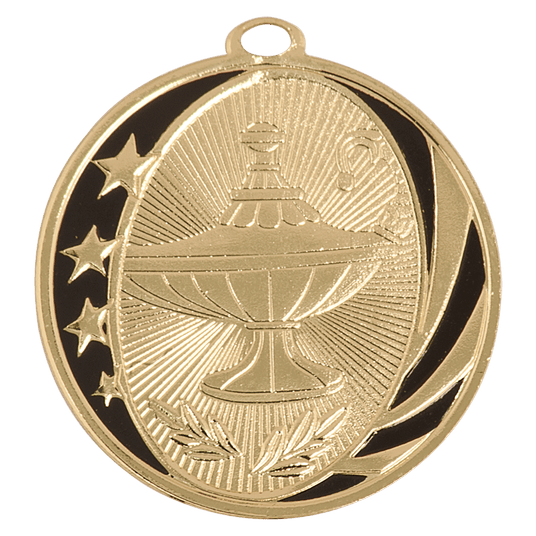 Lamp of Knowledge MidNite Star Medal-Gold