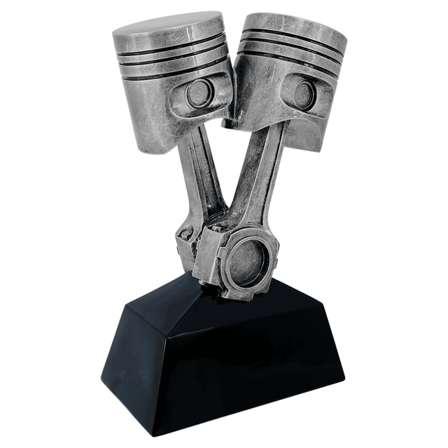 Antique Silver Piston Trophy Award - Resin, 7 in-11 in-AKD Ink