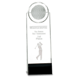 Crystal Golf Ball Tower Award with 3-D Golfer-9 1/2"