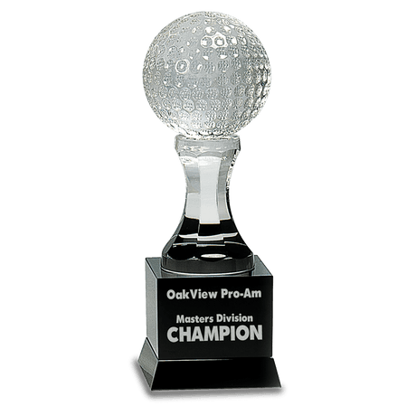 Crystal Golf Ball on a Black Pedestal-AKD Ink