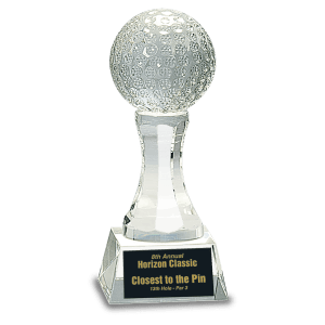 Crystal Golf Ball on a Clear Pedestal