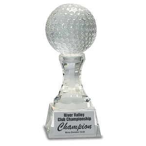 Crystal Golf Ball on a Clear Pedestal