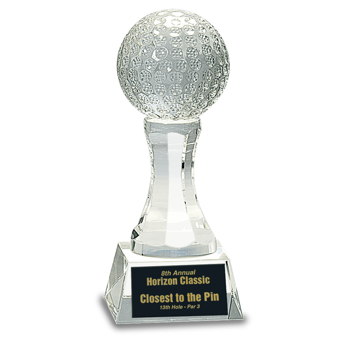 Crystal Golf Ball on a Clear Pedestal