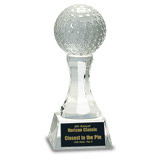 Crystal Golf Ball on a Clear Pedestal