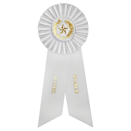 White 3rd Place Rosette Ribbon-AKD Ink