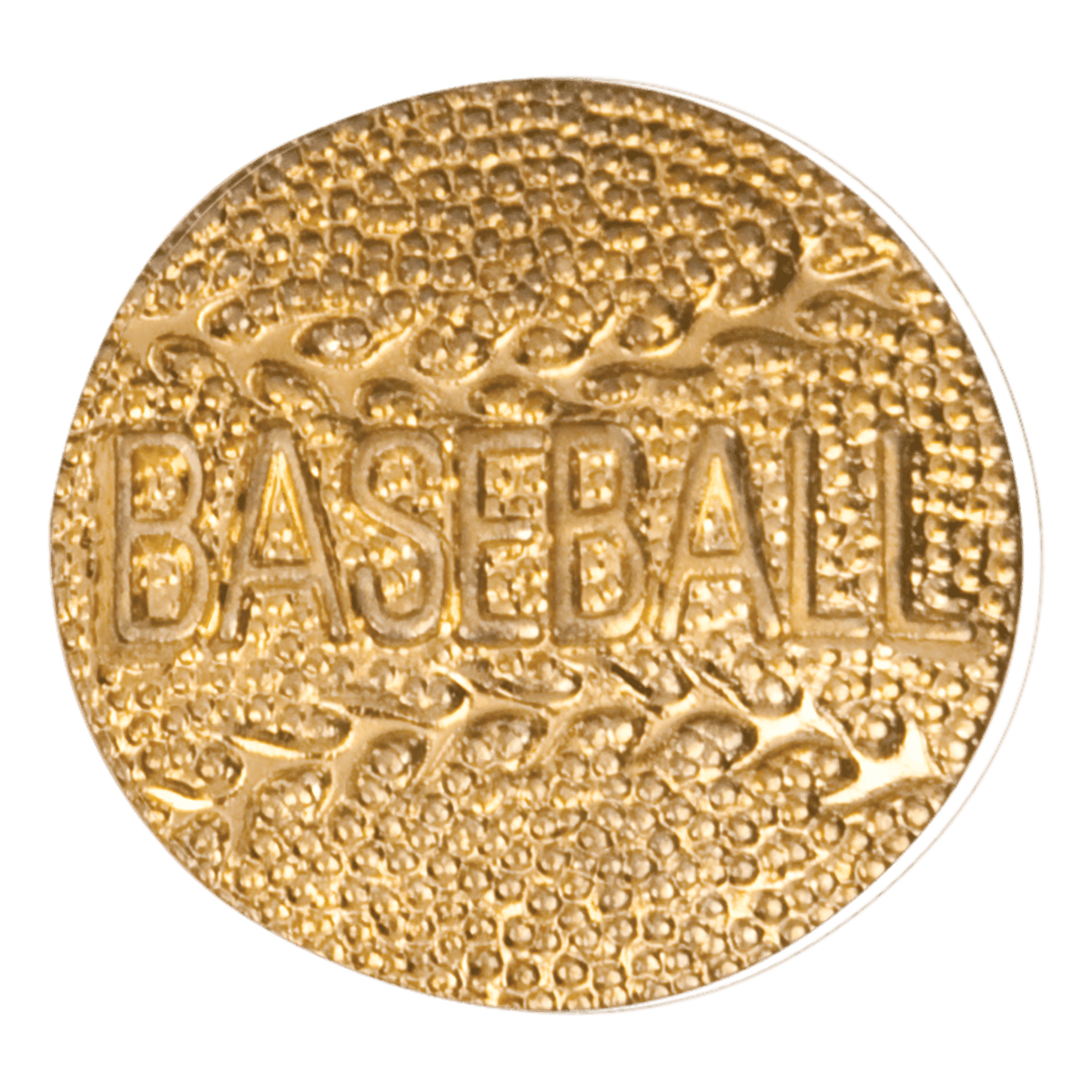 Premier Sport Awards baseball metal chenille pin featuring a classic baseball design with detailed stitching and metal accents.