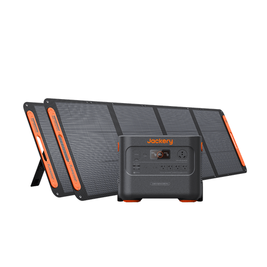 Jackery Solar Generator 2000 Plus with multiple output ports and solar panels for portable clean energy storage