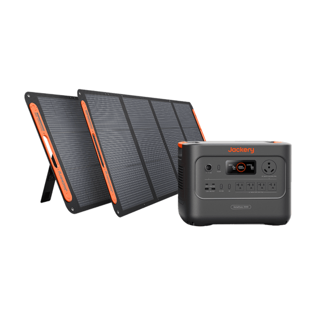 Jackery Solar Generator HomePower 3000 with solar panels and control panel, portable power station for home use