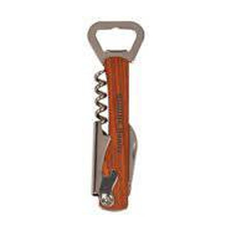 Wooden bottle opener and wine corkscrew product image on white background